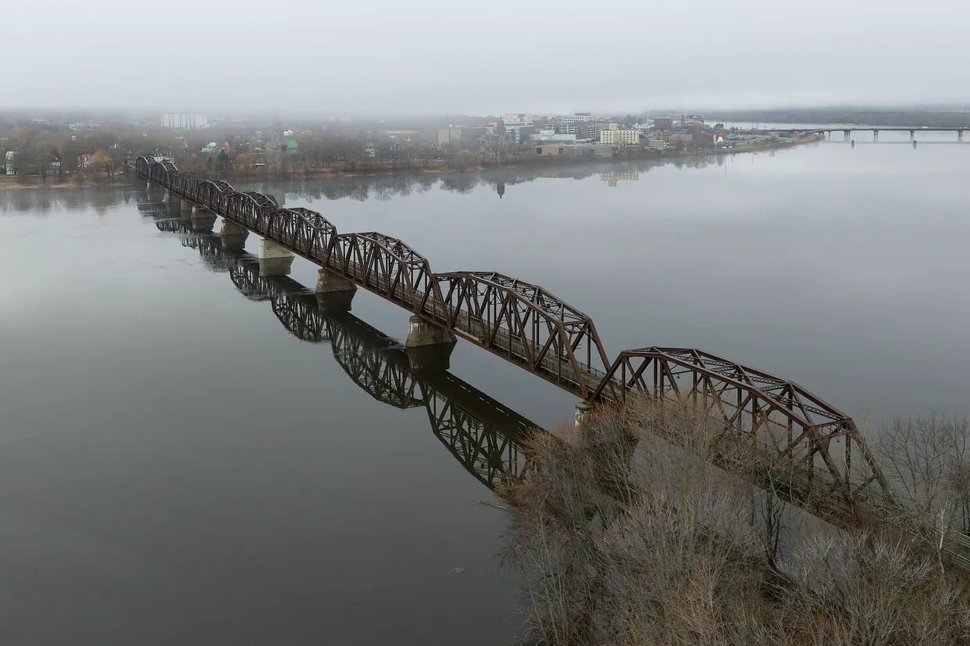 Fredericton railway bridge spanning the river