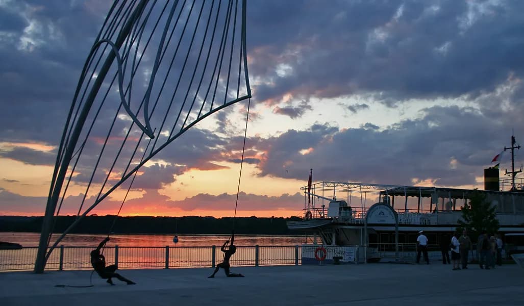 Hamilton harbour waterfront at sunset
