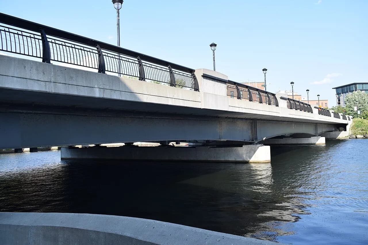 Montcalm bridge across the river in Sherbrooke