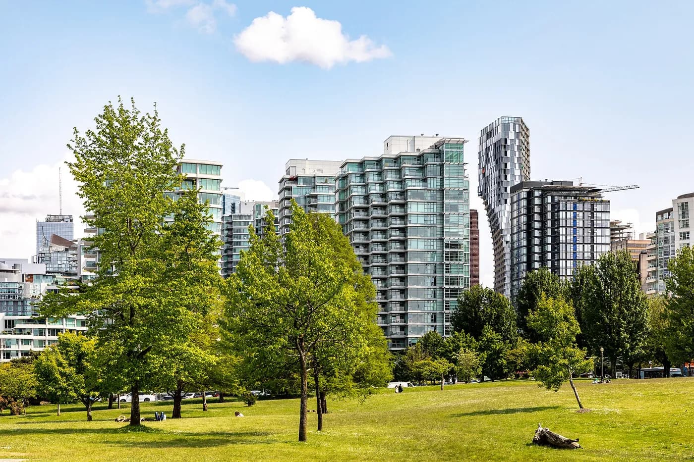 Vancouver buildings beside Devonian Harbour Park