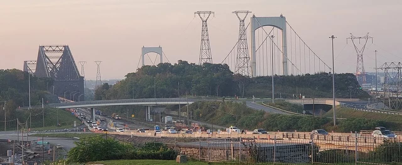 Quebec Bridge and Pierre-Laporte Bridge across the St. Lawrence River