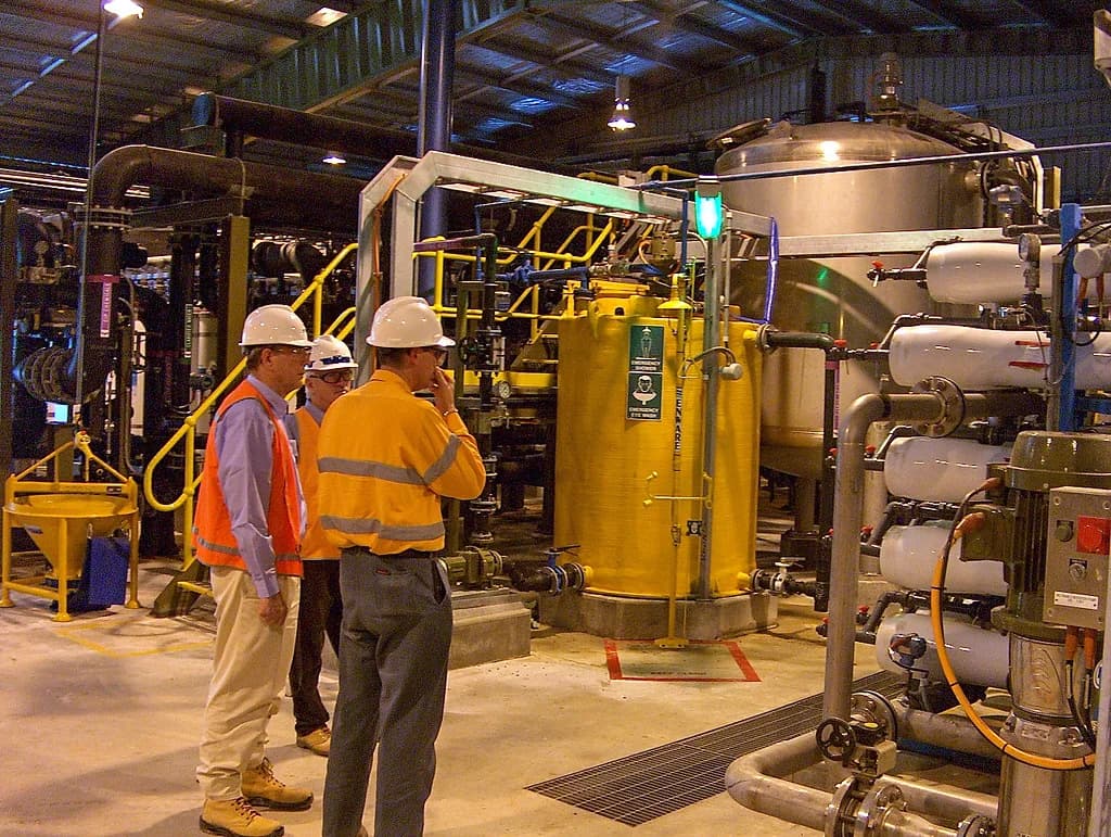 Process vessels and pipework inside a water treatment facility
