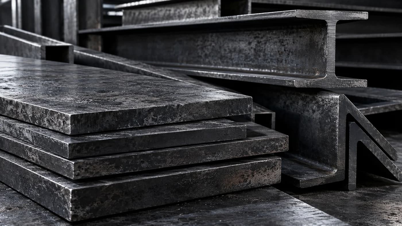 Carbon steel plates, beams and angle sections with mill-scale texture