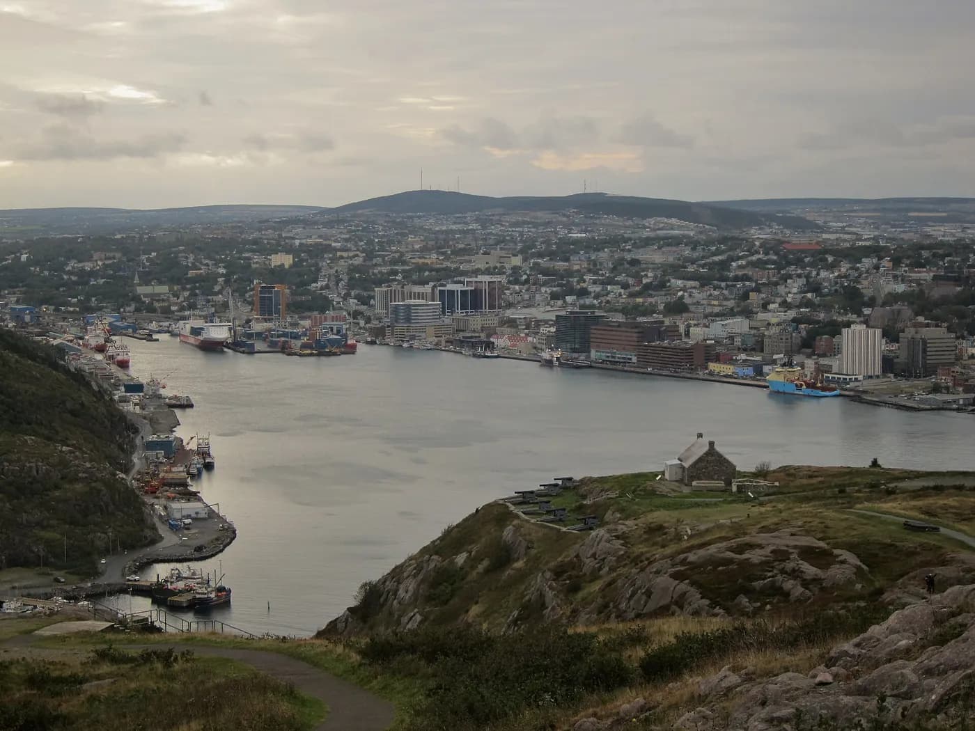 St. John's harbour and surrounding city buildings